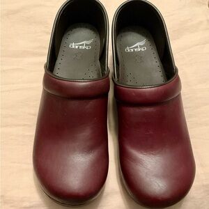Dansko Wine Red Leather Clogs